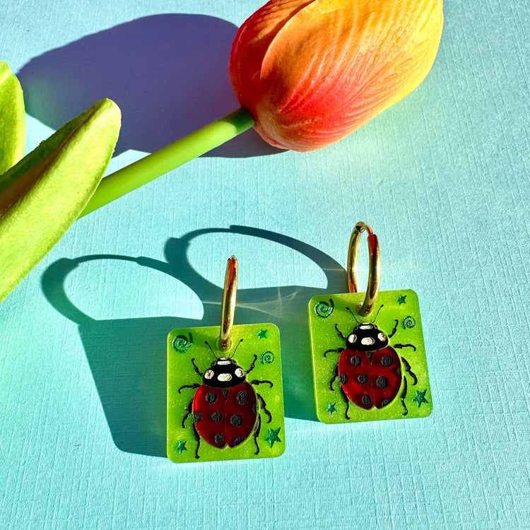 Lady Bug Tiles Earrings