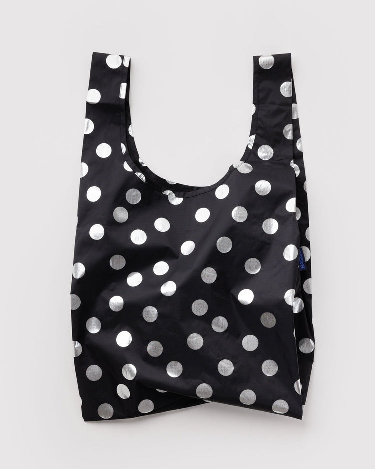 Standard Baggu in Silver Metallic Polka Dot
