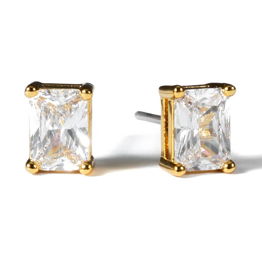 18K Gold Baguette Stud Earrings