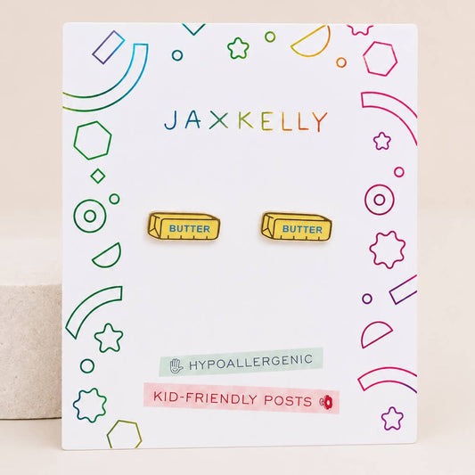 JaxKelly Butter Enamel Flat Back Kids Earrings