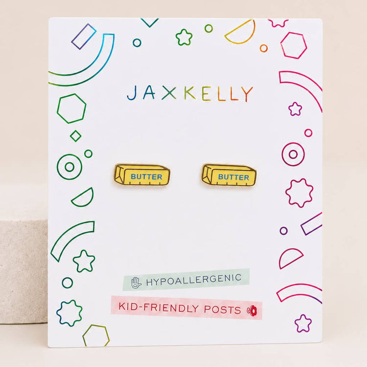 JaxKelly Butter Enamel Flat Back Kids Earrings