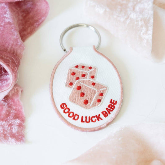 Good Luck Babe Embroidered Keychain