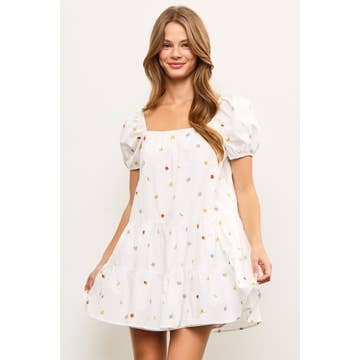 Fruit Puff Short Sleeve Tiered Dress
