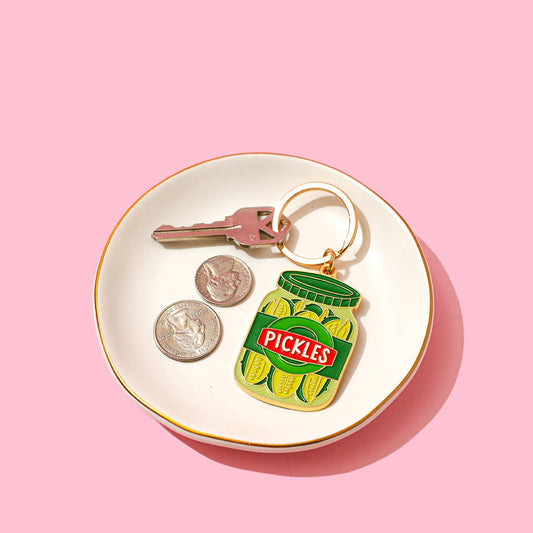 Pickle Jar Enamel Keychain Bag Charm