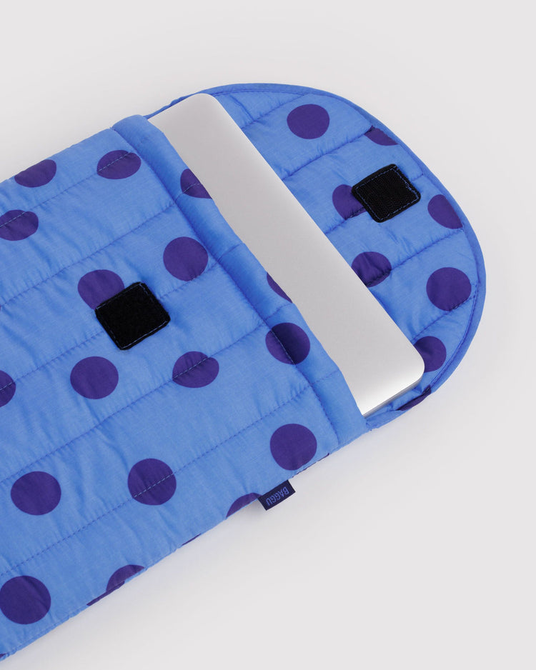 Puffy Laptop Sleeve 16" in Blue Polka Dot