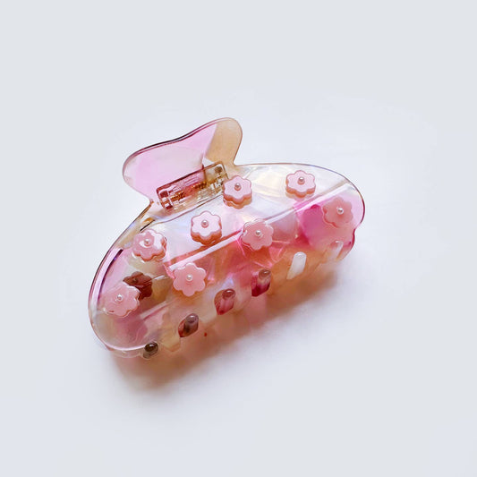 Iridescent Pink Daisy Hair Claw