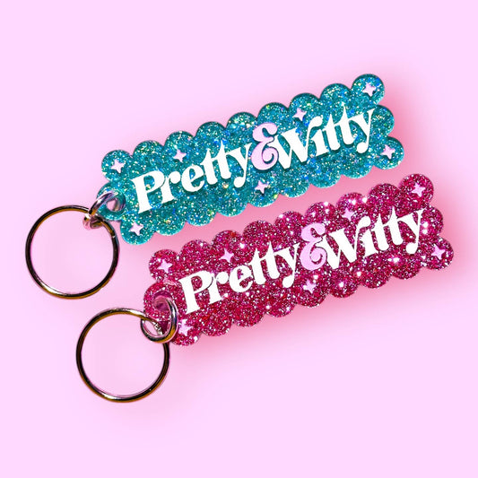 Pretty & Witty Engraved Keychain PINK ONLY