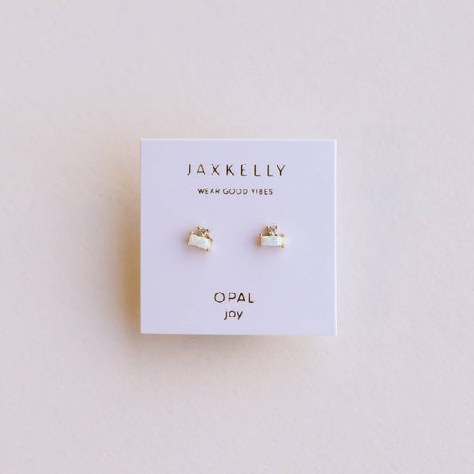 JaxKelly Opal Double Stud Stack Gold Earrings