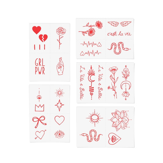 Red Ink Temporary Tattoo Pack