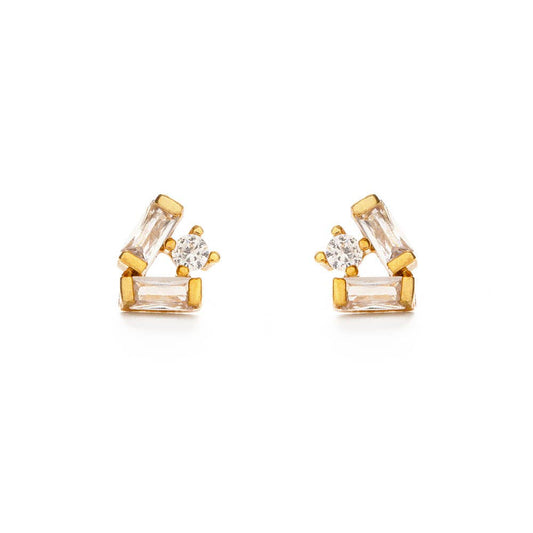 Baguette Crystal Cluster Stud Earrings