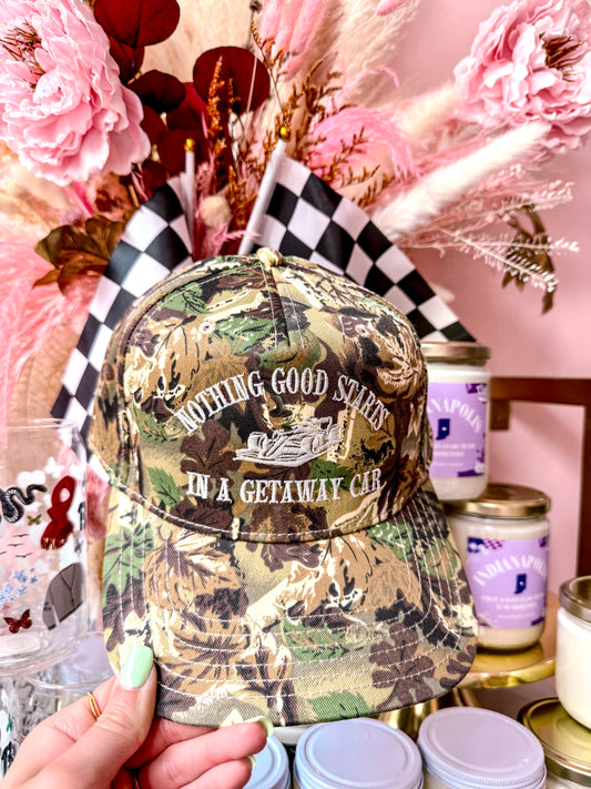 PREORDER Getaway Car Embroidered Hat in Camo