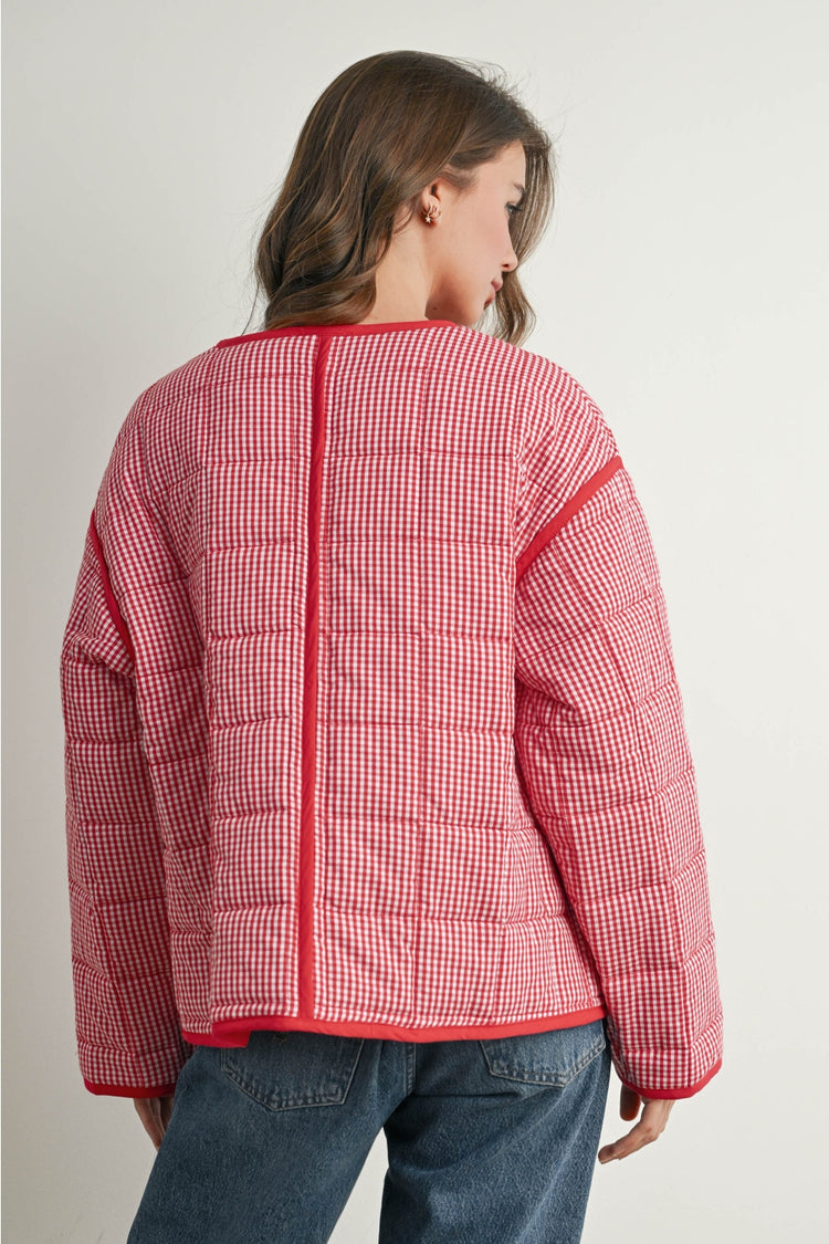 Gingham Quilted Puffer Jacket