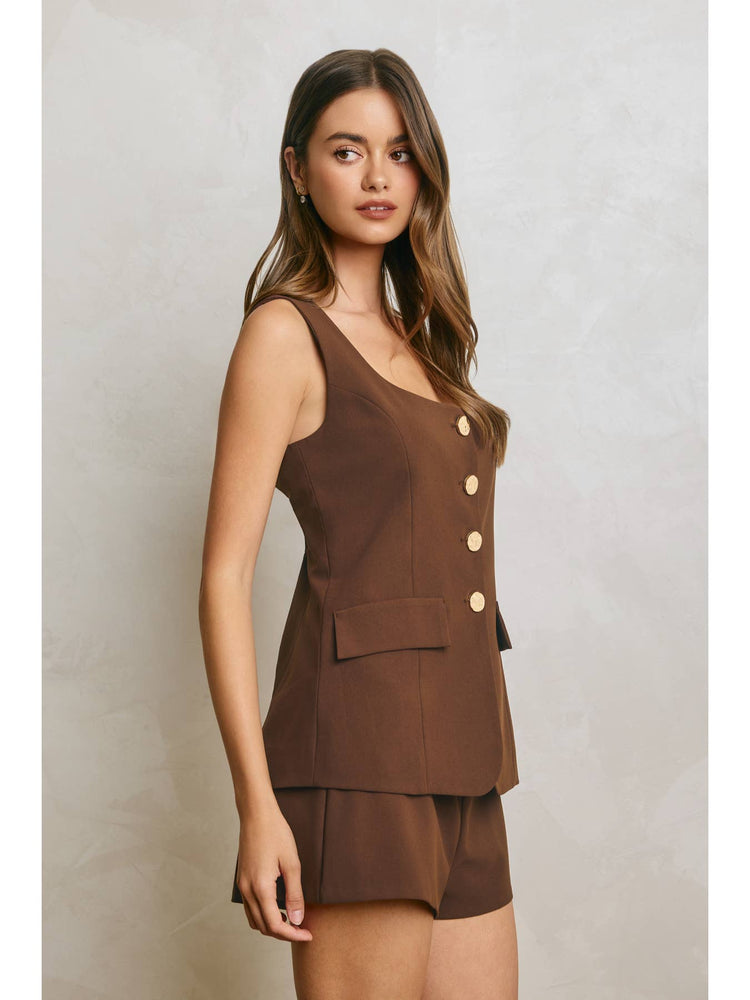 Square Neck Vest Suit Romper