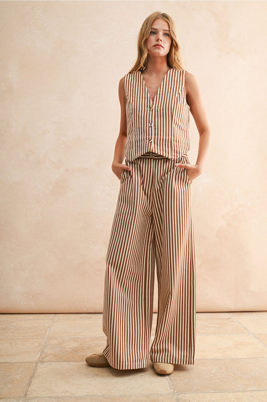 Striped Button Front Vest