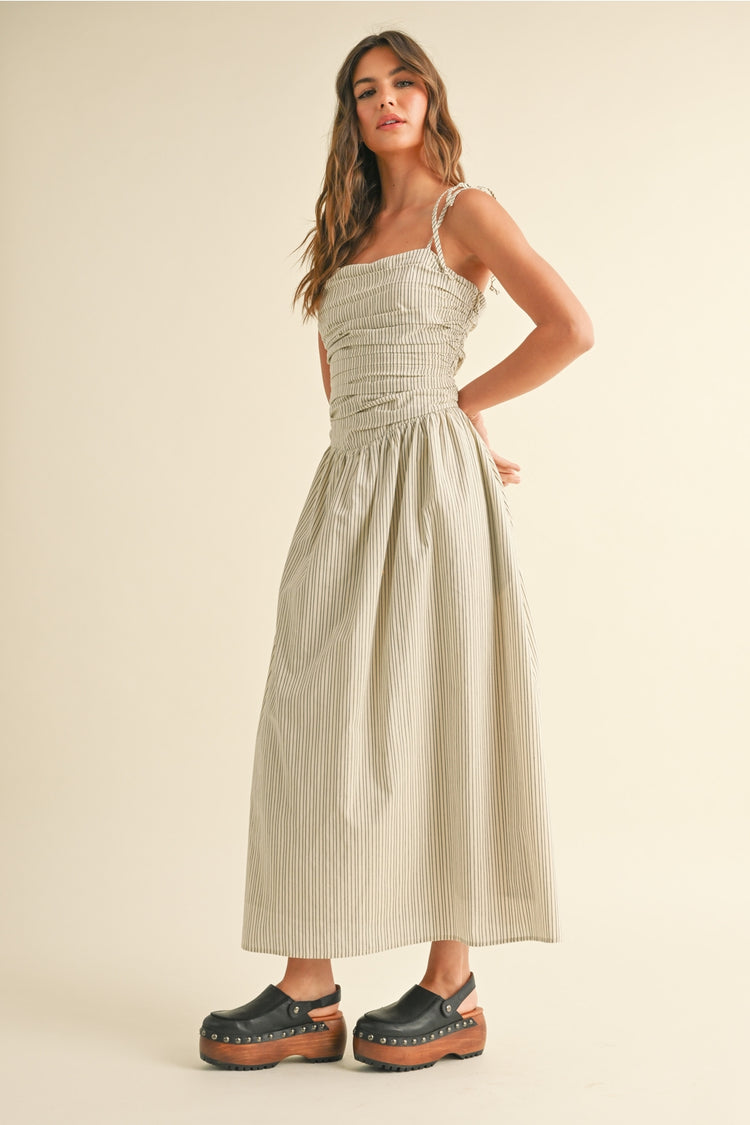 Striped Woven Midi Dress