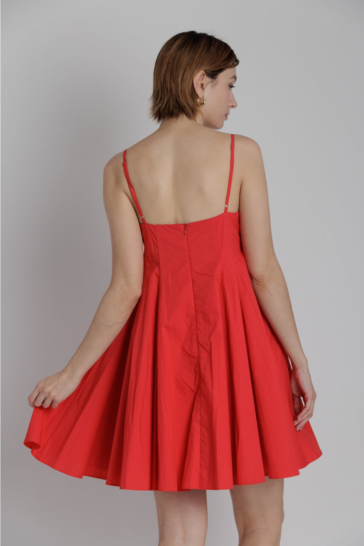 Pleated Poplin Mini Dress