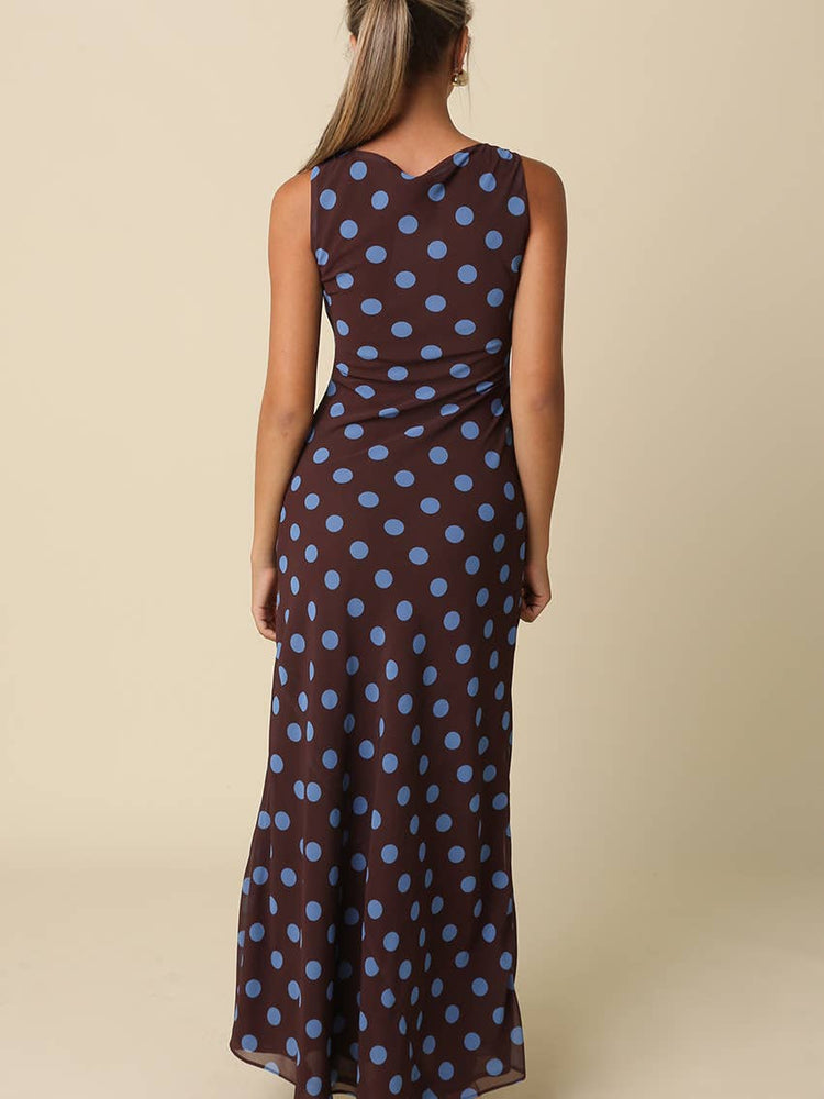 Miley Polka Dot Sleeveless Maxi Dress