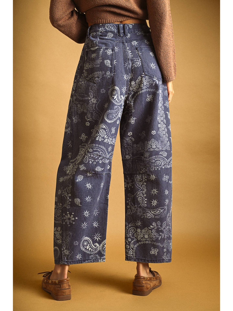 Paisley Print Washed Pants