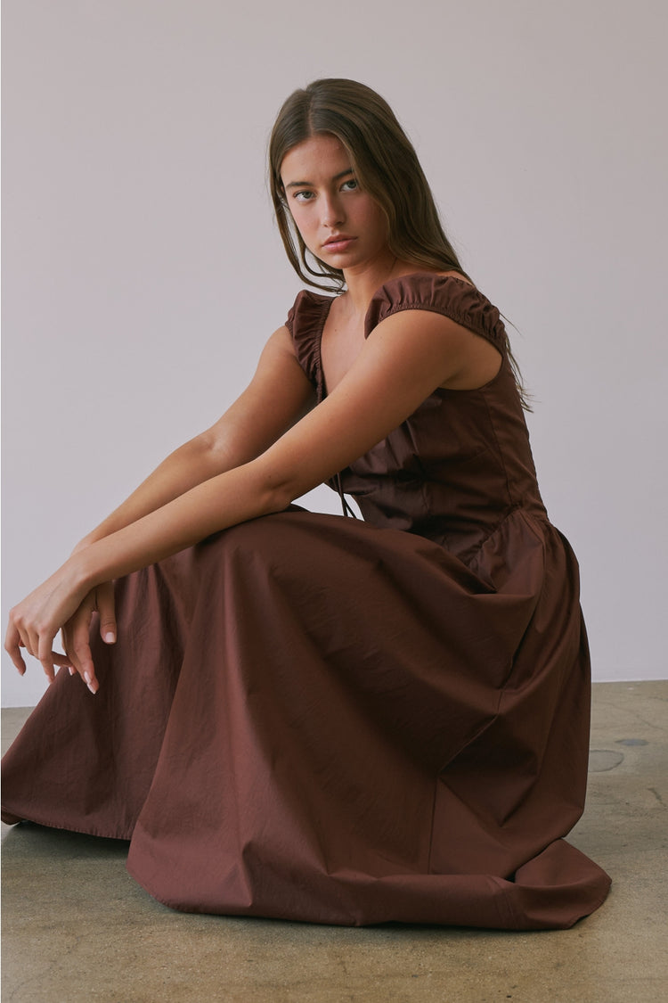 Poplin Tie Front Bow Midi Dress