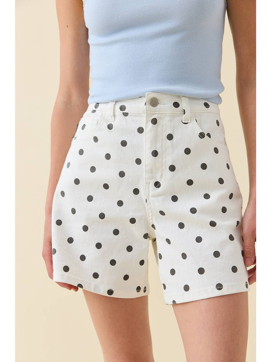 Polka Dot Denim Shorts