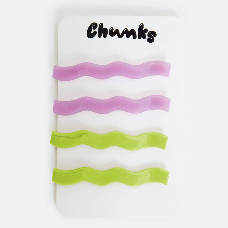 Chunks Slides in Wavy Lilac + Lime