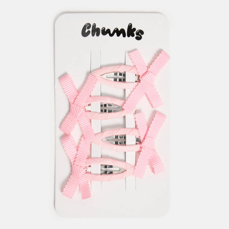 Chunks Bow Snap Clips in Blush