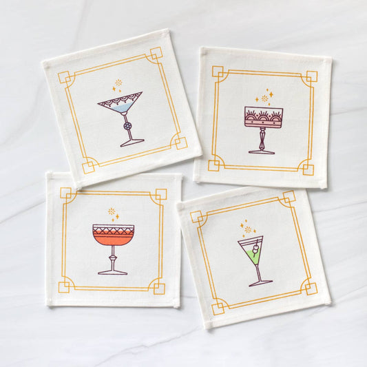 Festive Glassware Cocktail Napkin Set