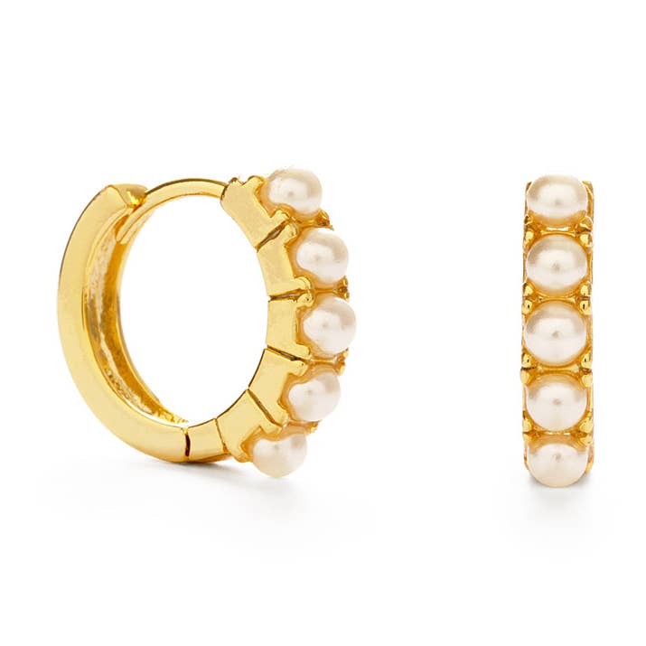 15mm Pearl Huggie Hoops