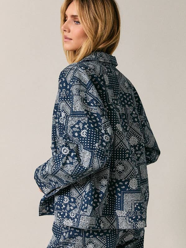 Long Sleeve Paisley Print Button Up Jacket