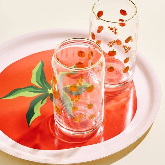 Tomato Gold Rimmed Soda Can Glass