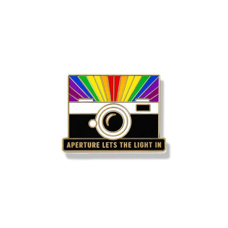 “Aperture” Inspired Rainbow Camera Enamel Pin