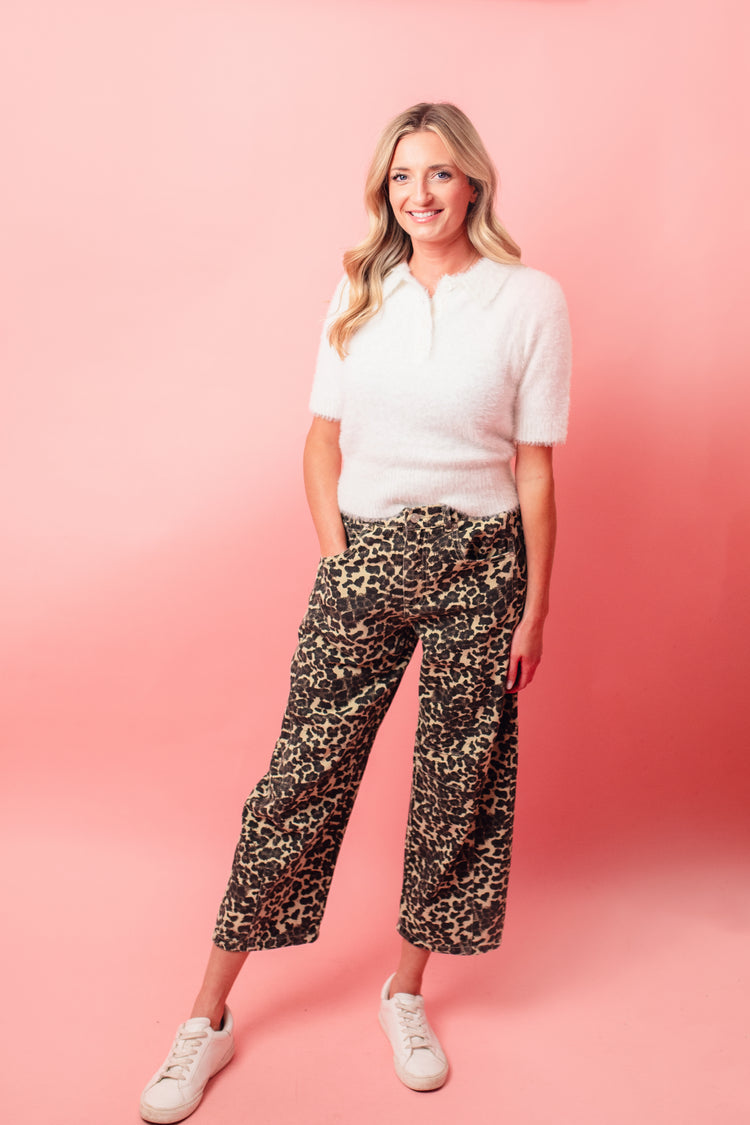 Relax Fit Denim Animal Print Pants