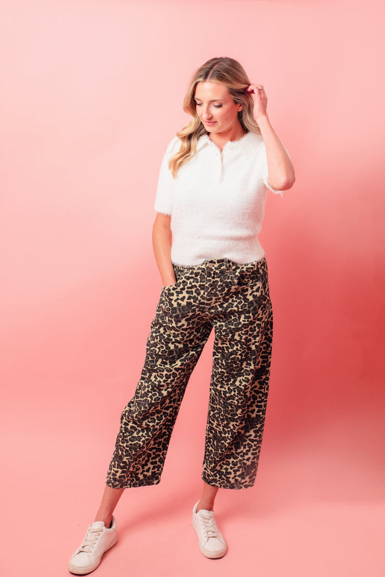 Relax Fit Denim Animal Print Pants