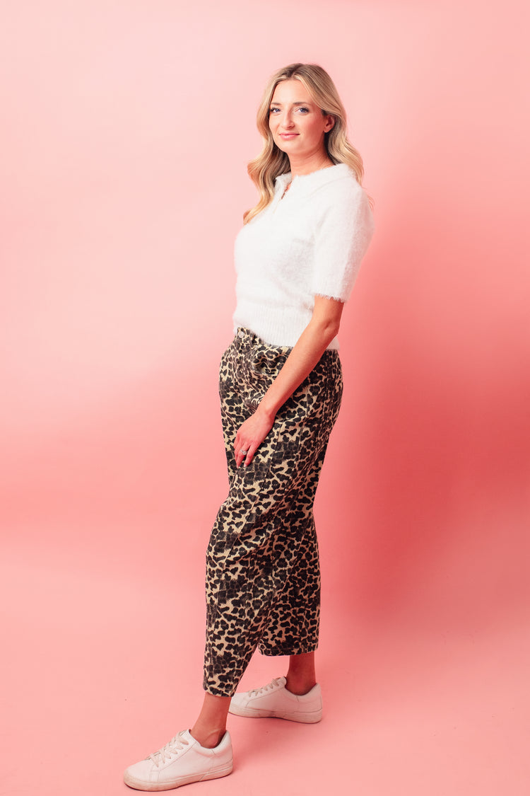 Relax Fit Denim Animal Print Pants