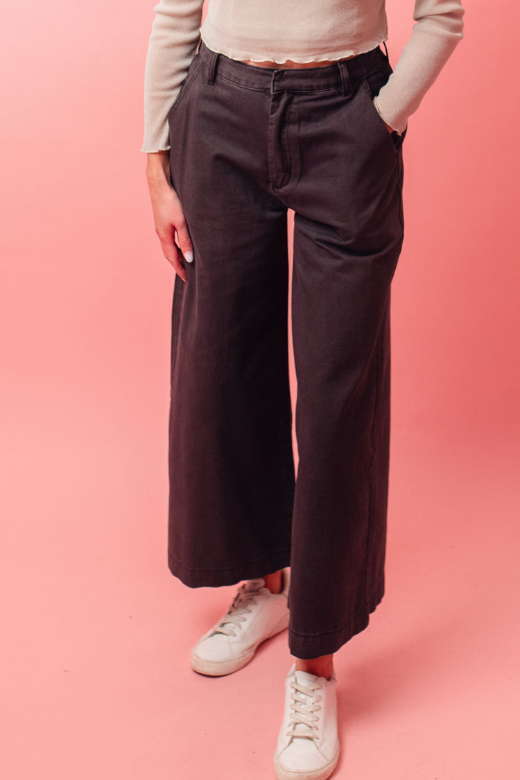 Charcoal Wide Leg Cotton Pants