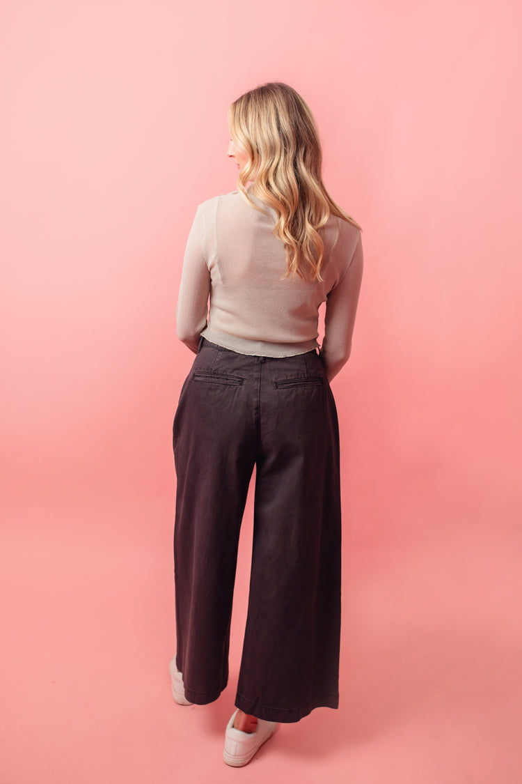 Charcoal Wide Leg Cotton Pants