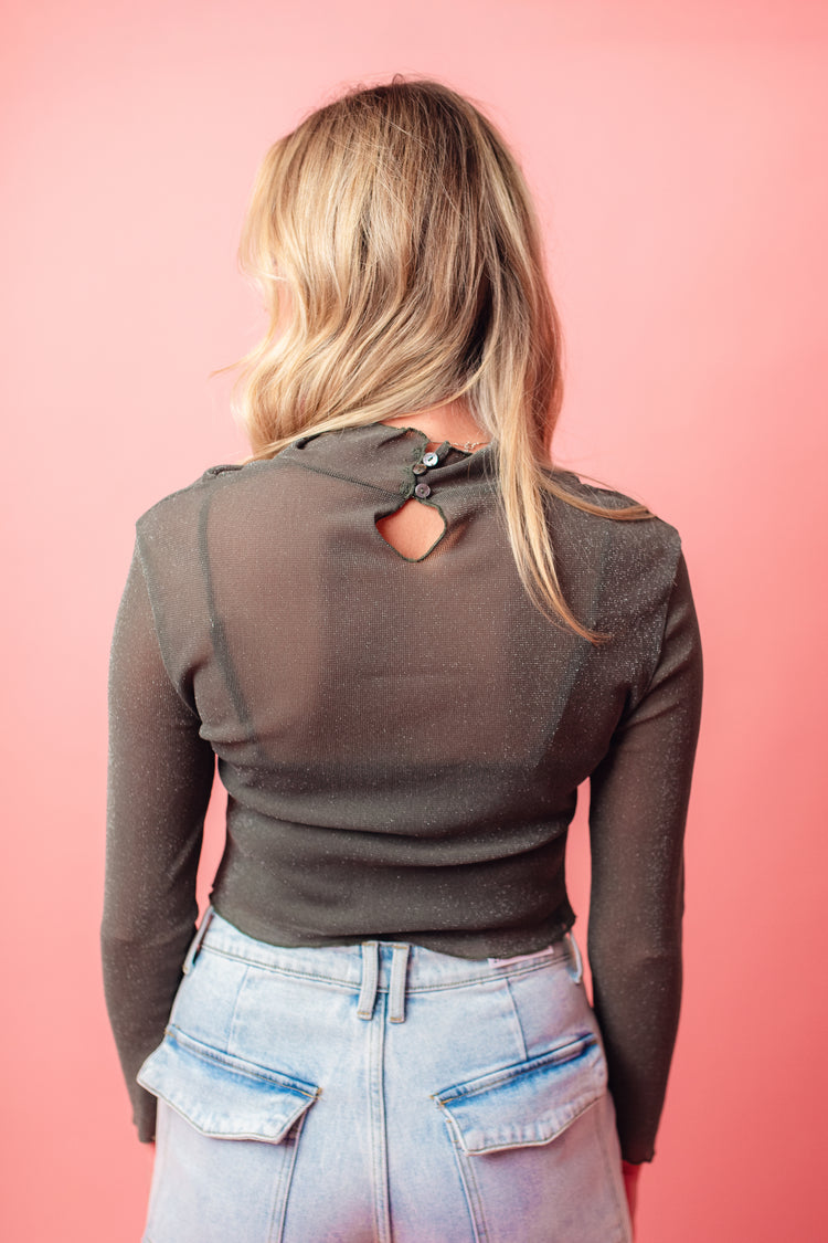 Olive Sheer Top