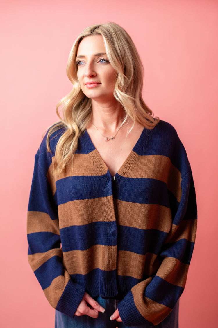 Liana Bold Stripe Sweater Cardigan