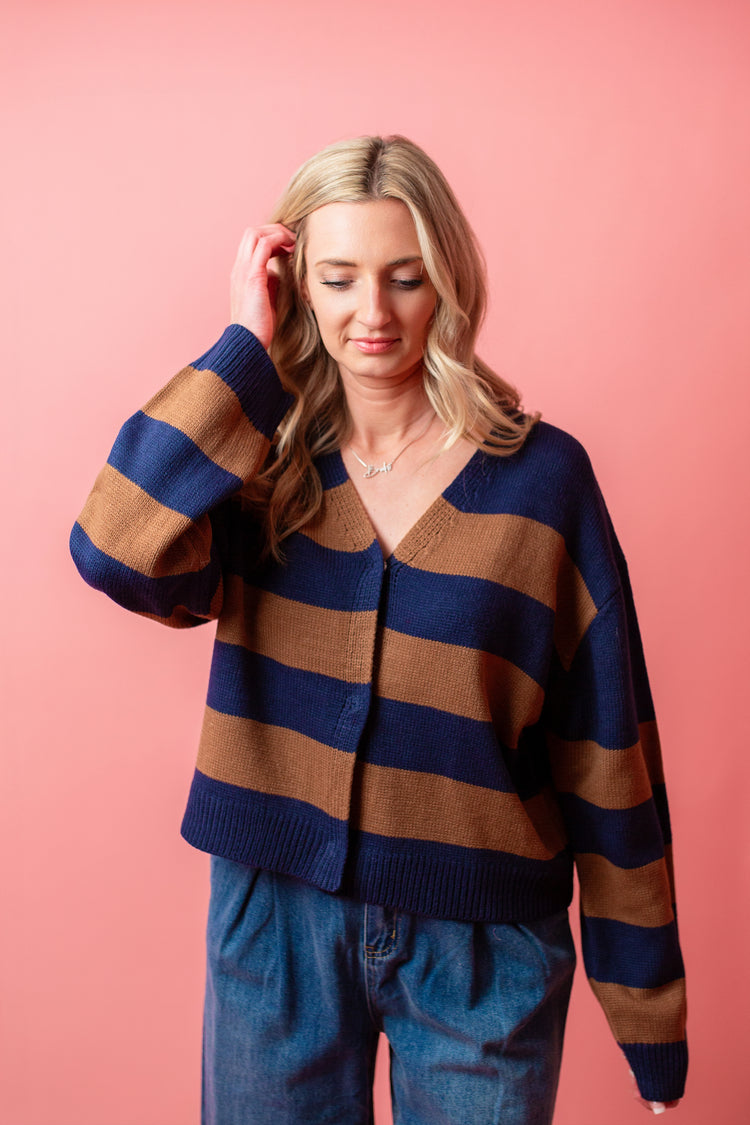 Liana Bold Stripe Sweater Cardigan