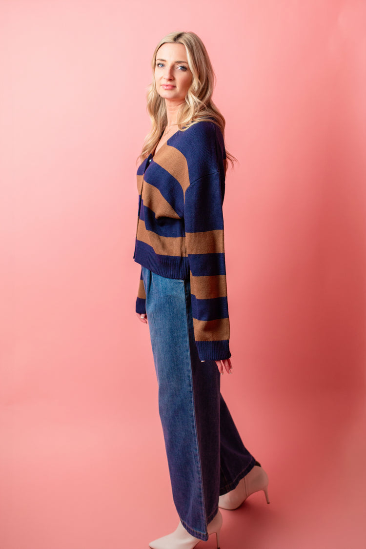 Liana Bold Stripe Sweater Cardigan