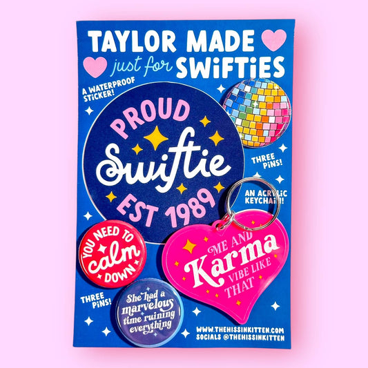 TAYLOR Button and Keychain Set KARMA