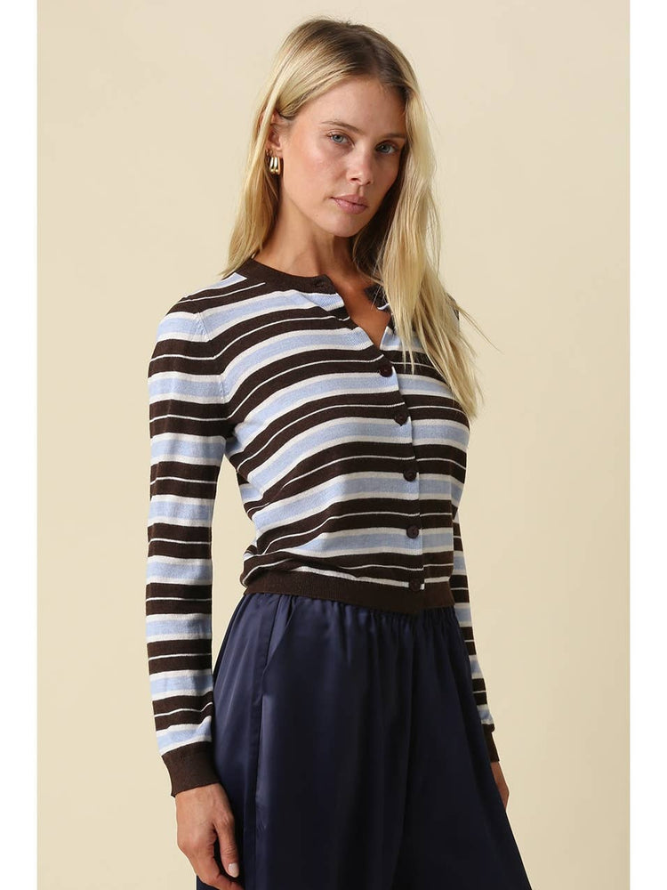 Ella Multi Stripe Button Cardigan