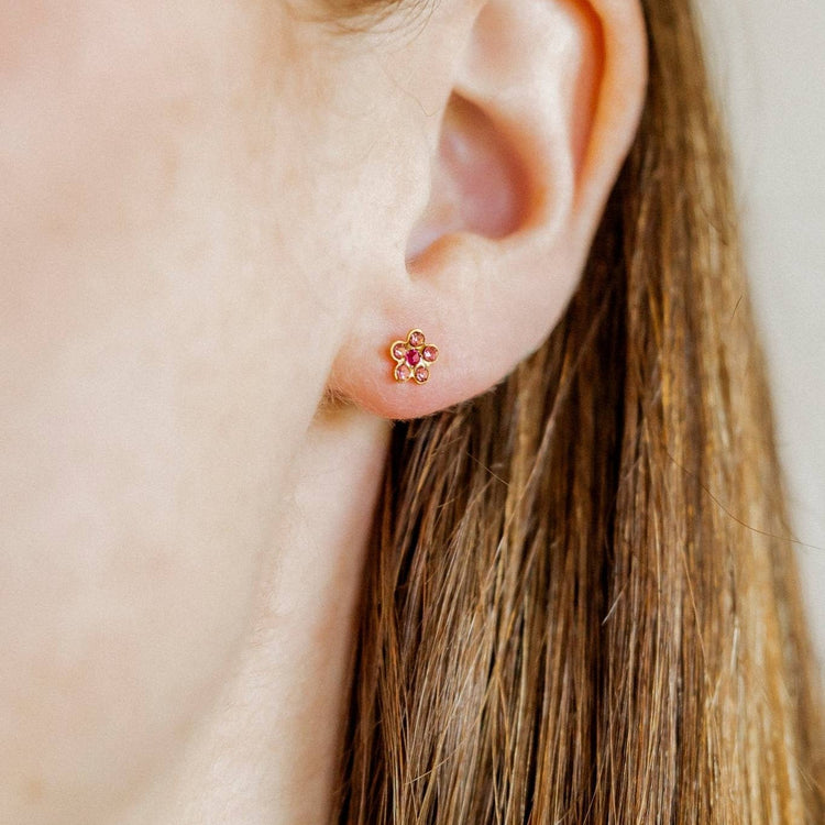 Lyla Pink Flower Screwback Stud Earrings