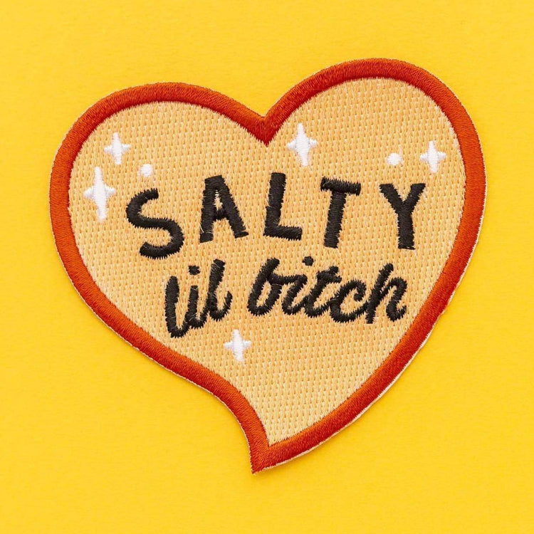 Salty Lil Bitch Heart Shaped Embroidered Iron On Patch