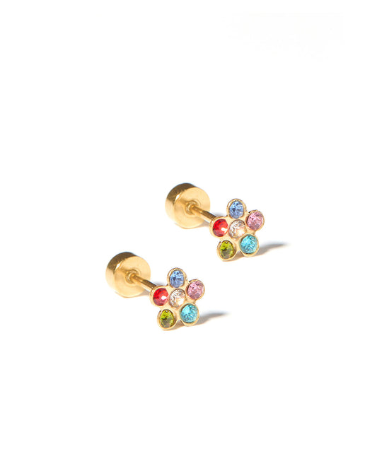 Lyla Flower Screwback Stud Multicolor