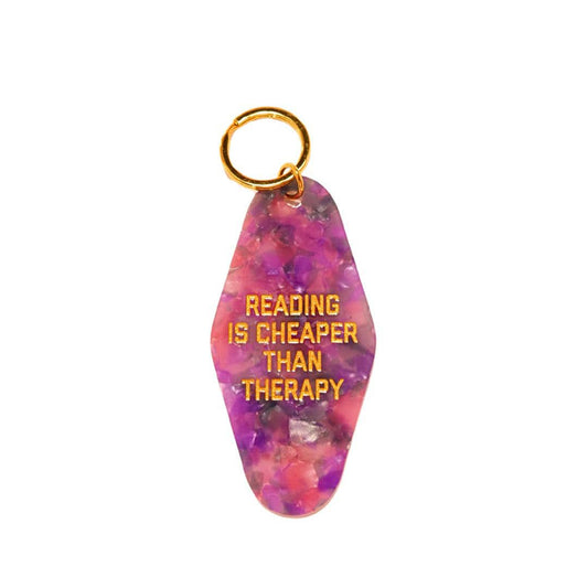 Reading Is Cheaper Than Therapy Motel Keychain
