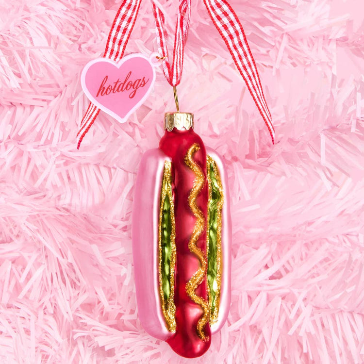 Pink Hot Dog Ornament