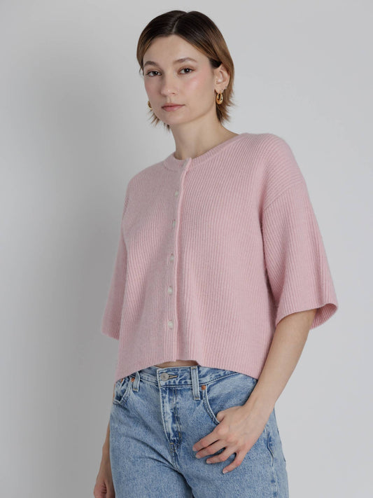 Knit Sweater Cardigan in Pink