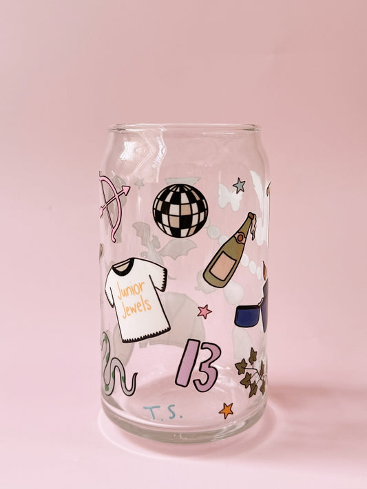 Swiftie Motif Glass Cup