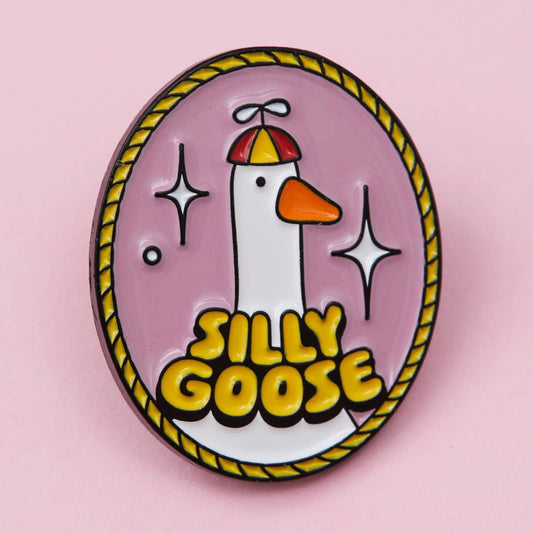 Silly Goose Oval Enamel Pin